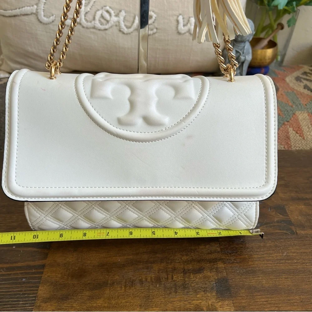 ❗️SOLD ❗️Tory Burch Fleming White Leather Flap Chain Convertible ShoulderBag - Picture 10 of 17